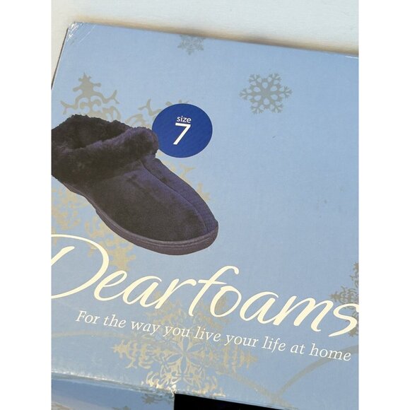 Dearfoams Slippers Microfiber Velour Navy Size 7 Women's NEW in box Softest - Picture 1 of 7